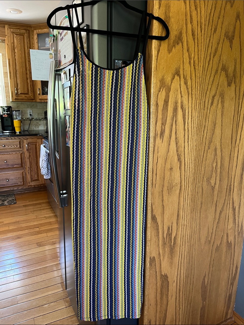 Zara Multicolor Striped Knit Maxi Coverup — Yellow, Blue, Black, Pink